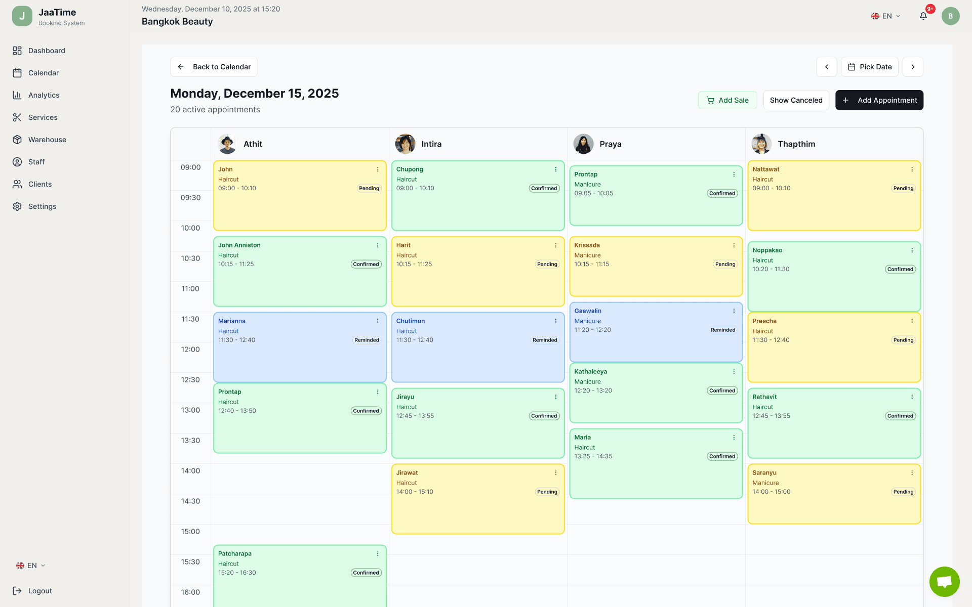 แดชบอร์ดธุรกิจ JaaTime